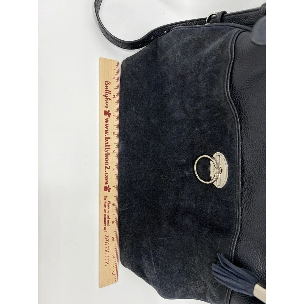 Talbots Suede Leather Hobo Bag Crossbody Purse Deep Navy Womens Luxury Boho Chic